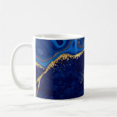 Goud en Blauwe Agaat Modern Elegant Marmer Custom Koffiemok (Links)