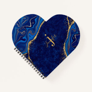 Goud en Blauwe Agaat Modern Elegant Marmer Custom Notitieboek