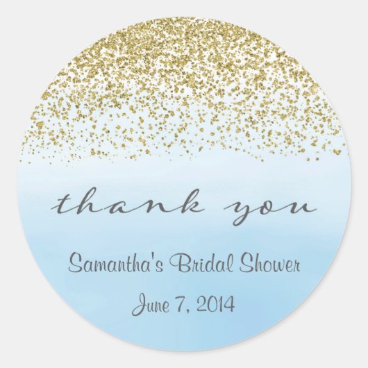 Goud en Blauwe Bedankt Stickers (Voorkant)