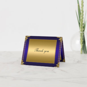 Goud en Blauwe Dankkaart Voeg uw eigen tekst toe Bedankkaart