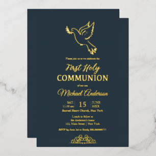 Goud en blauwe elegant communiqué folie uitnodiging