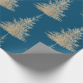 Goud en blauwe evergroene boomgaard cadeaupapier (Hoek)