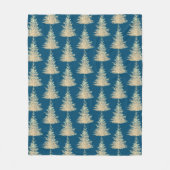 Goud en blauwe evergroene boomgaard fleece deken (Voorkant)