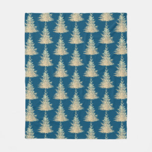 Goud en blauwe evergroene boomgaard fleece deken
