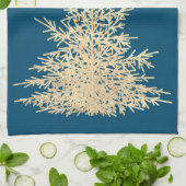 Goud en blauwe evergroene boomgaard theedoek (Gevouwen)