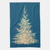 Goud en blauwe evergroene boomgaard theedoek (Verticaal)