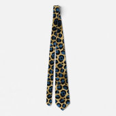 Goud en blauwe luipaardprint stropdas (Achterkant)