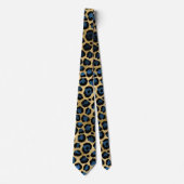 Goud en Blauwe Luipaardprint Stropdas (Voorkant)
