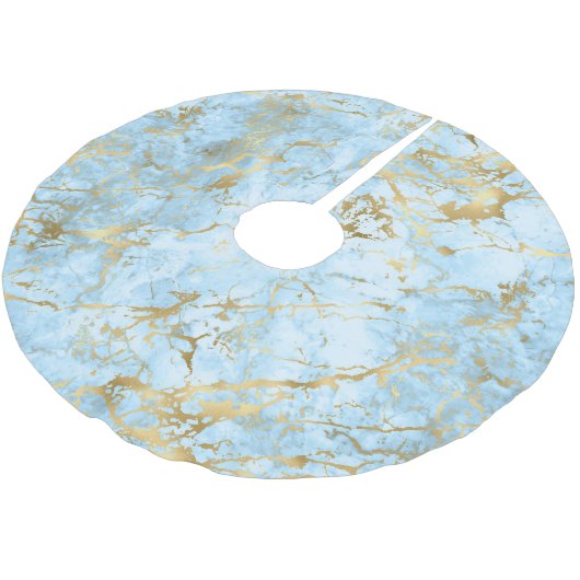Goud en blauwe marmer kerstboom rok (Gekanteld)