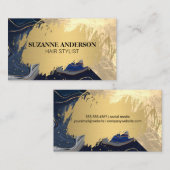 Goud en blauwe marmer visitekaartje (Voorkant / Achterkant)