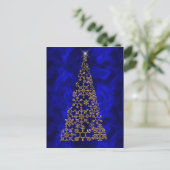 Goud en Blauwe Moderne Kerstmis Feestdagenkaart (Staand voorkant)