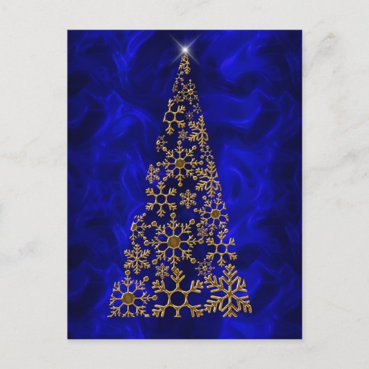 Goud en Blauwe Moderne Kerstmis Feestdagenkaart (Voorkant)