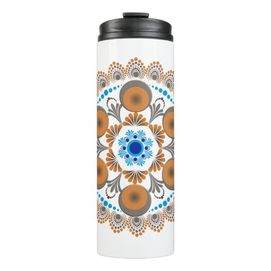 Goud en Blauwe Stip Mandela Thermosbeker (Voorkant)
