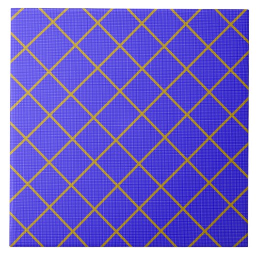 Goud en blauwe Tegel Tegeltje (Voorkant)