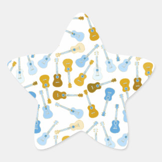 goud en blauwe ukeleles ster sticker