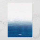 Goud en blauwe Waterverf Vertrouwelijke dag Folie Uitnodiging (Achterkant)