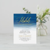 Goud en blauwe Waterverf Vertrouwelijke dag Folie Uitnodiging Briefkaart (Staand Voorkant)