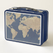 Goud en blauwe Wereldkaart (Achterkant)