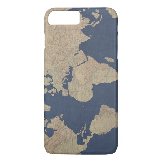 Goud en blauwe Wereldkaart Case-Mate iPhone Case (Achterkant)