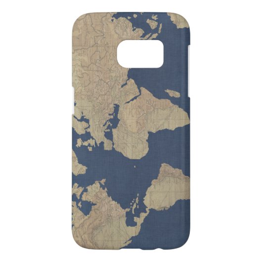 Goud en blauwe Wereldkaart Case-Mate Samsung Galaxy Hoesje (Achterkant)