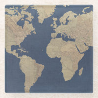 Goud en blauwe Wereldkaart