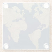 Goud en blauwe Wereldkaart Glazen Onderzetter (Achterkant)