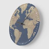 Goud en blauwe Wereldkaart Grote Klok (Hoek)