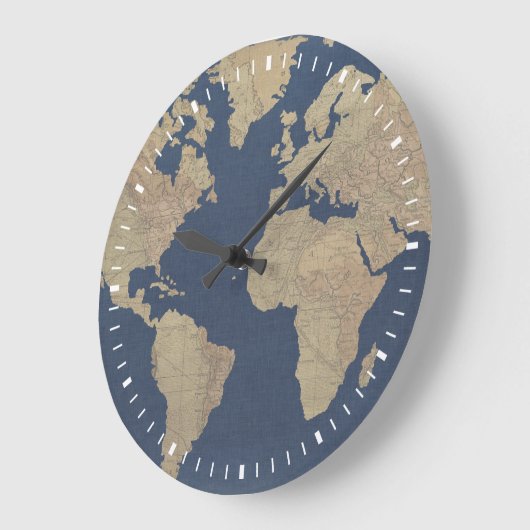 Goud en blauwe Wereldkaart Grote Klok (Hoek)
