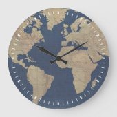 Goud en blauwe Wereldkaart Grote Klok (Voorkant)