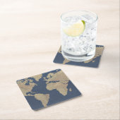 Goud en blauwe Wereldkaart Kartonnen Onderzetters (Insitu)