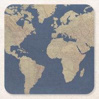 Goud en blauwe Wereldkaart