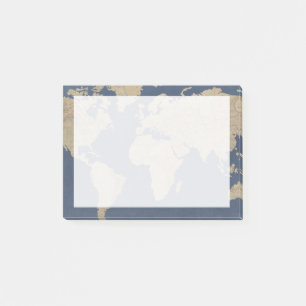 Goud en blauwe Wereldkaart Post-it® Notes