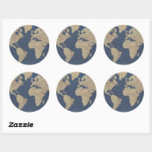 Goud en blauwe Wereldkaart Ronde Sticker (Vel)