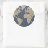Goud en blauwe Wereldkaart Ronde Sticker (Tas)