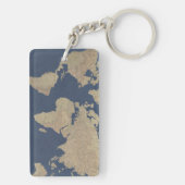 Goud en blauwe Wereldkaart Sleutelhanger (achterkant)