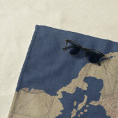 Goud en blauwe Wereldkaart Strandlaken (In situ)