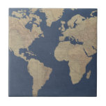 Goud en blauwe Wereldkaart Tegeltje<br><div class="desc">Goud en blauwe Wereldkaart. Artiest: Studio W. Afbeelding-ID: 147384GG.</div>