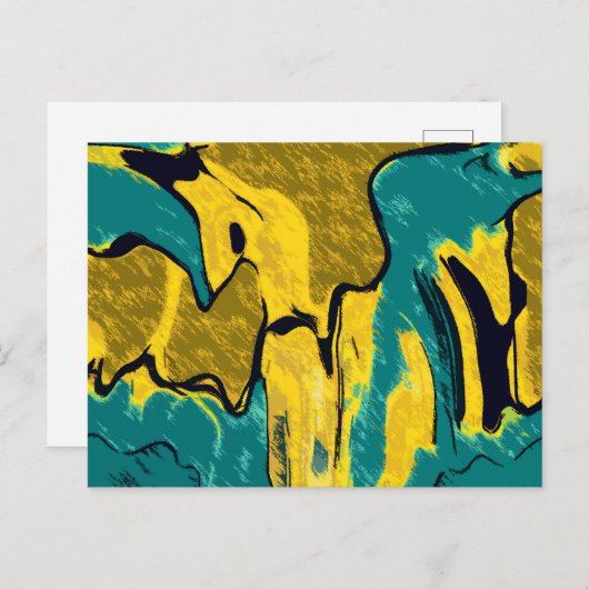 Goud en Blauwgroen Abstract Briefkaart (Voorkant / Achterkant)