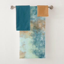 Goud en Blauwgroen Bad Handdoek