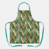 Goud en blauwgroen bladpatroon schort (Voorkant)