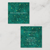 Goud en Blauwgroen Constellations Stylist Vierkante Visitekaartje (Voorkant / Achterkant)