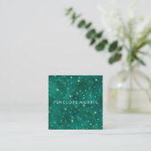 Goud en Blauwgroen Constellations Stylist Vierkante Visitekaartje (Staand voorkant)
