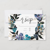 Goud en blauwgroen, dramatisch bloem kaart (Voorkant)