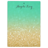 Goud en Blauwgroen gepersonaliseerd klembord voor (Achterkant)