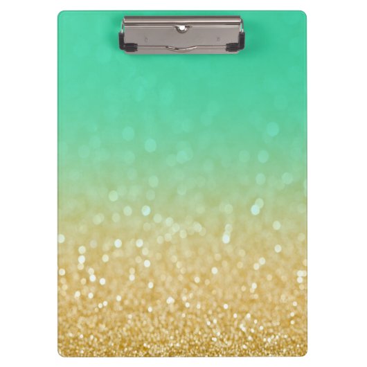 Goud en Blauwgroen gepersonaliseerd klembord voor (Voorkant)