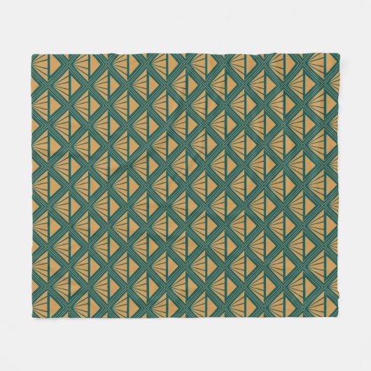 Goud en blauwgroen groen Art Deco ontwerp met rhom Fleece Deken (Voorkant (Horizontaal))