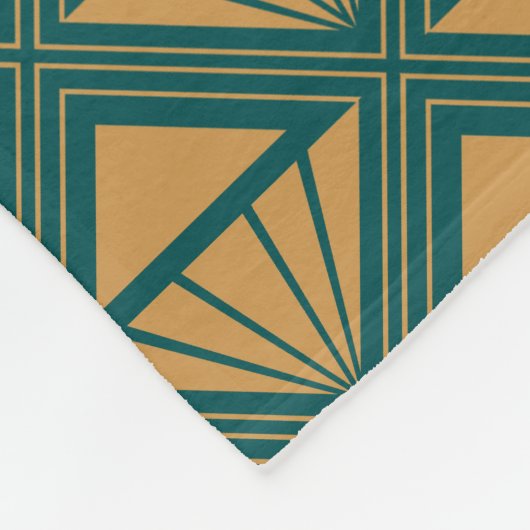 Goud en blauwgroen groen Art Deco ontwerp met rhom Fleece Deken (Hoek)