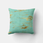 Goud en Blauwgroen marmer met goudfolie en glitter Kussen (Achterkant)