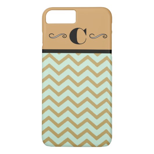 Goud en Blauwgroen Monogram telefoongeval Case-Mate iPhone Case (Achterkant)