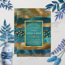 Goud en blauwgroen penseelverfstreken repetitief d